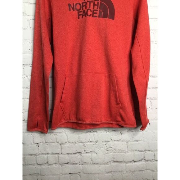 The North Face Womens Medium Red Sweatshirt Hoodie Kangaroo Pocket Thumbhole Slv - Picture 3 of 11